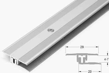 DPS - Übergangsprofil mit Basisprofil 4mm, Alu silber matt, 270cm